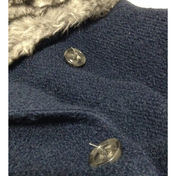 Vtg Penny Lane Coat 2X Blue Wool Blend Shearling Sherpa Faux Fur Afghan Winter - Picture 9 of 12